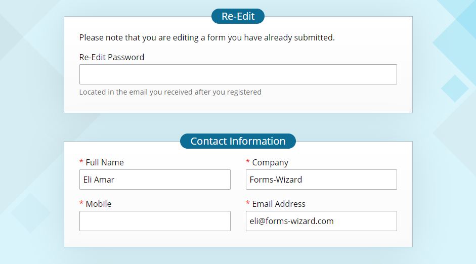 עריכה מחדש של טפסי רישום